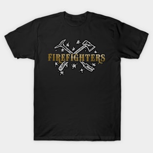 Axe and halligan bar with firefighters lettering T-Shirt